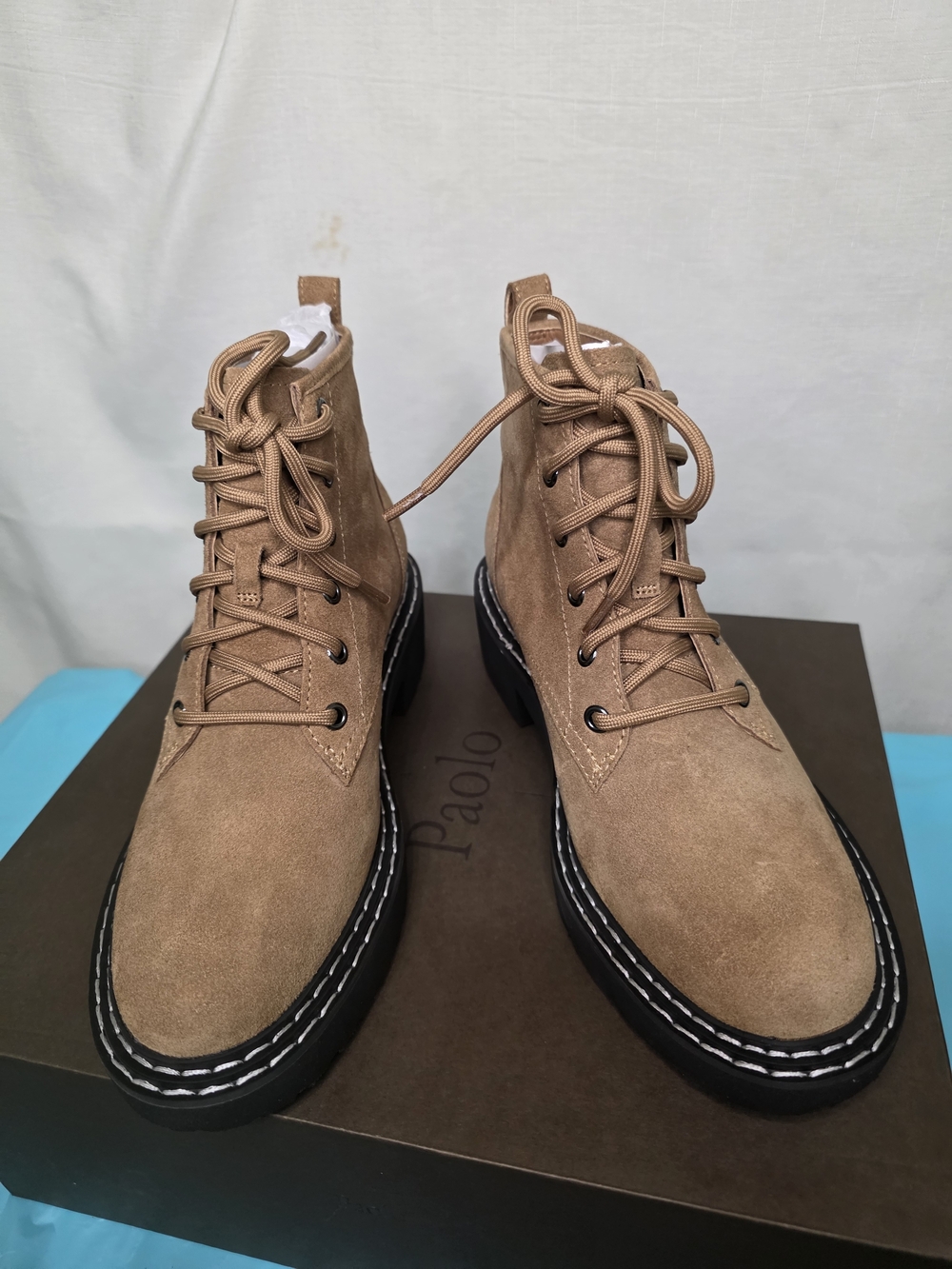 Paolo Tan Suede Ankle Lace-Up Boots